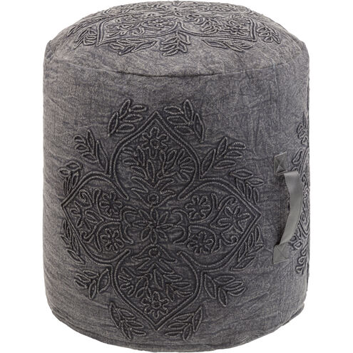 Wedgemore 16 inch Black Pouf, Cylinder