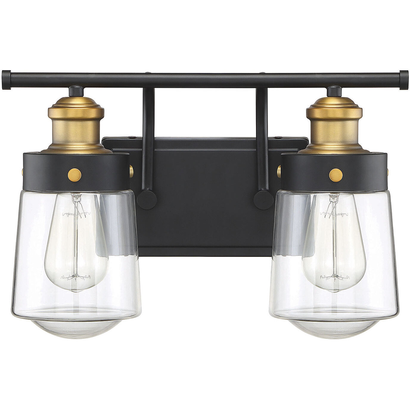 Macauley 2 Light 14.5 inch Vintage Black with Warm Brass Bathroom Vanity Light Wall Light