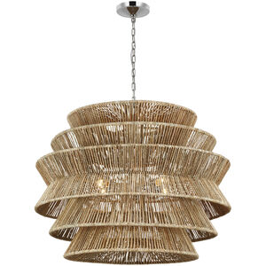 Chapman & Myers Antigua LED 42 inch Polished Nickel and Natural Abaca Drum Chandelier Ceiling Light, XL