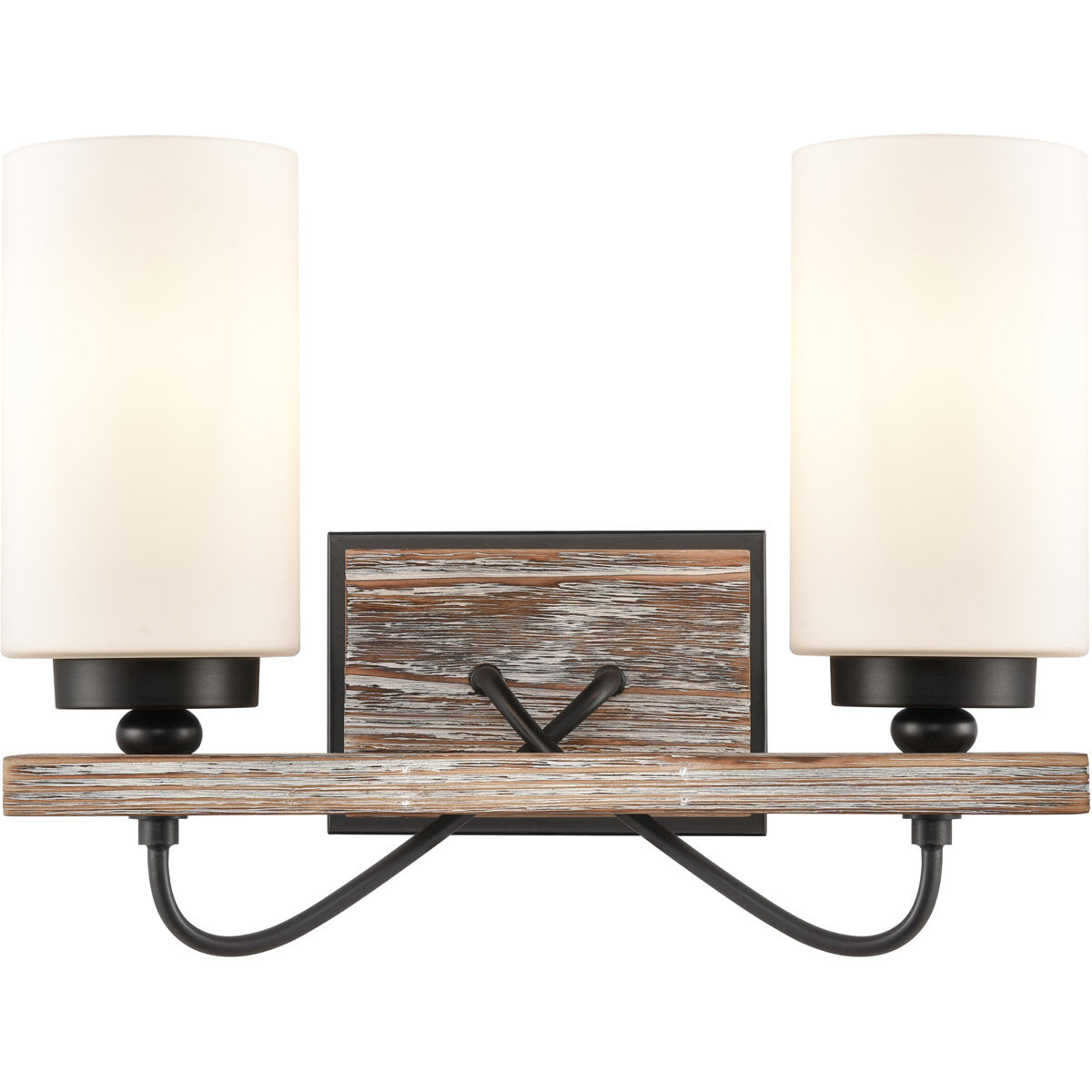 Paladin LED 14.13 inch Matte Black Bath Vanity Light Wall Light in White Glass