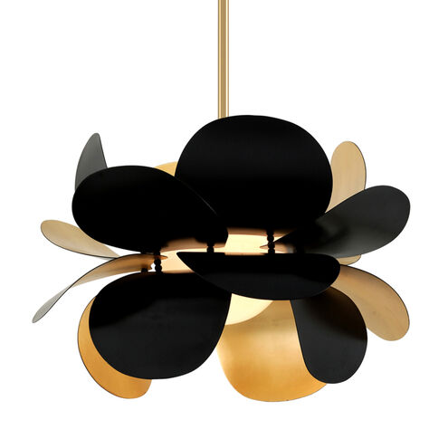 Ginger 1 Light 26.25 inch Black and Gold Leaf Pendant Ceiling Light