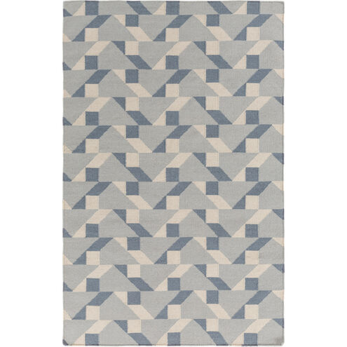 Rivington 120 X 96 inch Gray and Blue Area Rug, Wool and Cotton
