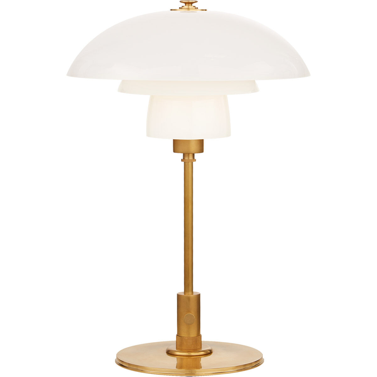 Thomas O'Brien Whitman 19 inch 60.00 watt Hand-Rubbed Antique Brass Desk Lamp Portable Light in White Glass