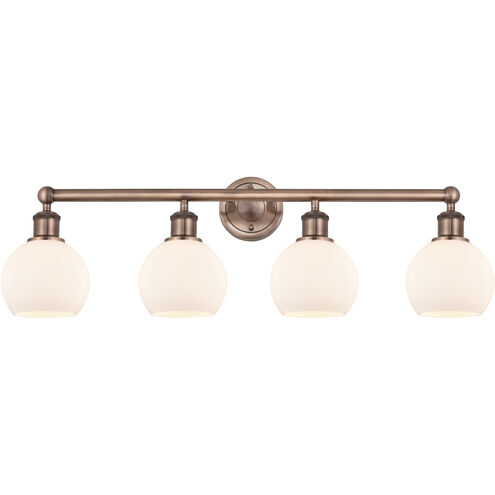 Athens 4 Light 33 inch Antique Copper Bath Vanity Light Wall Light in Matte White