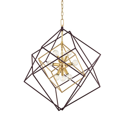 Roundout 9 Light 26 inch Aged Brass Pendant Ceiling Light