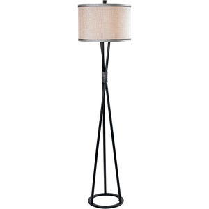 Mariah 17 inch 150.00 watt Black With Silver Highlight Floor Lamp Portable Light