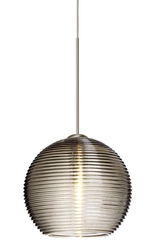 Kristall LED Satin Nickel Pendant Ceiling Light in Smoke Kristall Glass