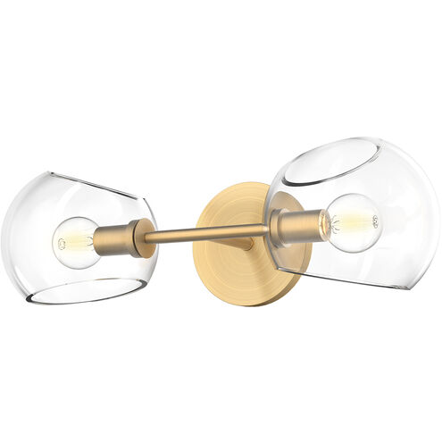 Alora Mood Willow 2 Light 16.75 inch Brushed Gold Bath Vanity Light Wall Light in Clear