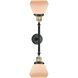Franklin Restoration Fulton 2 Light 17 inch Black Antique Brass Bath Vanity Light Wall Light in Matte White Glass, Franklin Restoration