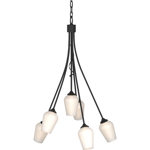 Flora 6 Light 23.1 inch Black Chandelier Ceiling Light in Opal