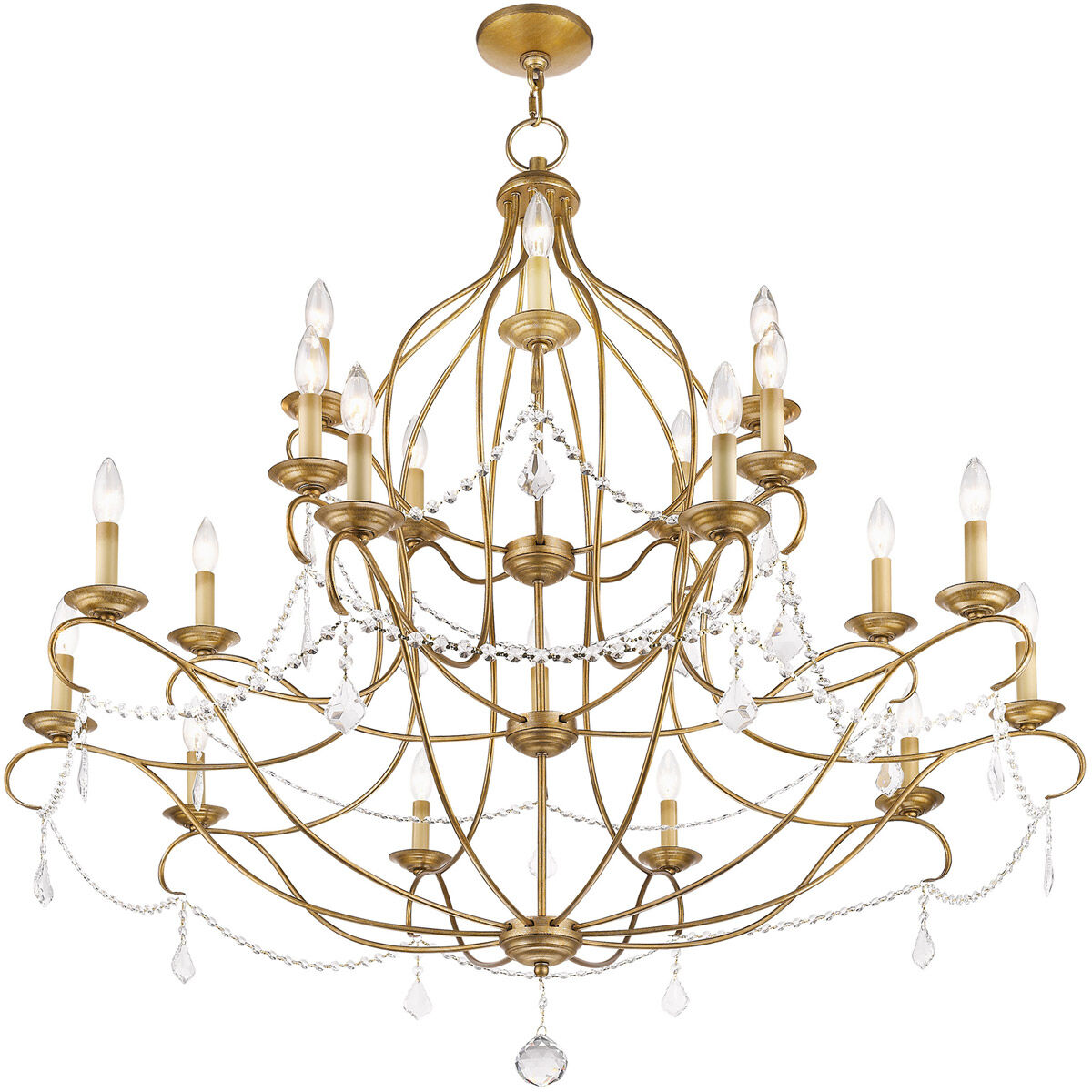 Chesterfield 20 Light 46 inch Antique Gold Leaf Chandelier Ceiling Light