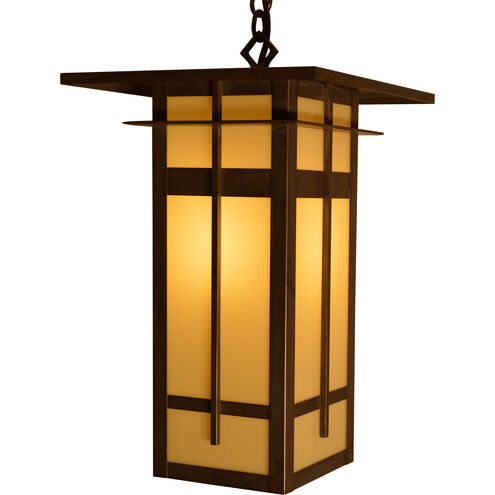 Finsbury 1 Light 10 inch Rustic Brown Pendant Ceiling Light in Almond Mica