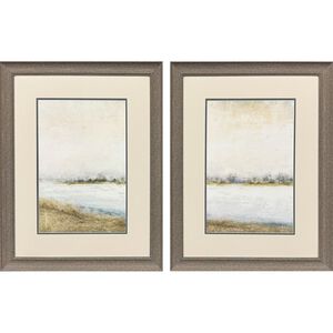 Peaceful Lake Blue and Gray and Neutral and Beige Framed Art