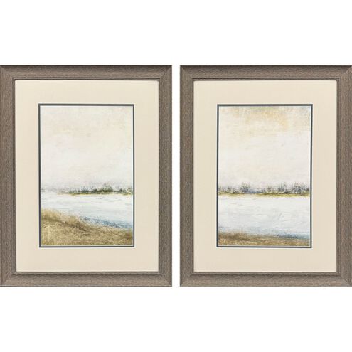 Peaceful Lake Blue and Gray and Neutral and Beige Framed Art
