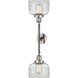 Franklin Restoration Large Bell 2 Light 19 inch Polished Nickel Bath Vanity Light Wall Light in Clear Glass, Franklin Restoration