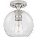 Downtown Urban Crown Point 1 Light 8 inch Satin Nickel Flush Mount Ceiling Light
