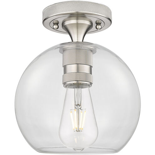 Downtown Urban Crown Point 1 Light 8 inch Satin Nickel Flush Mount Ceiling Light