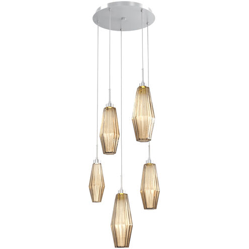 Aalto LED 19.8 inch Classic Silver Chandelier Ceiling Light in Optic Rib Bronze, 2700K LED, Round Multi-Port