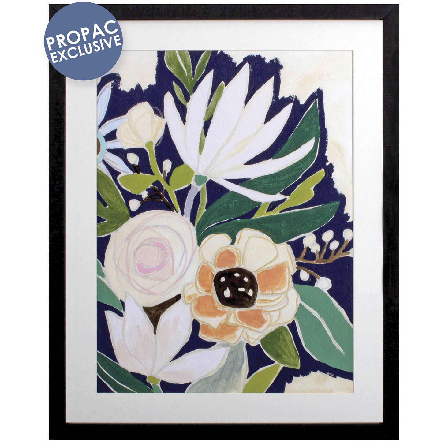 Joie De Vivre Blue and Green and Pink and Orange Framed Art, Propac