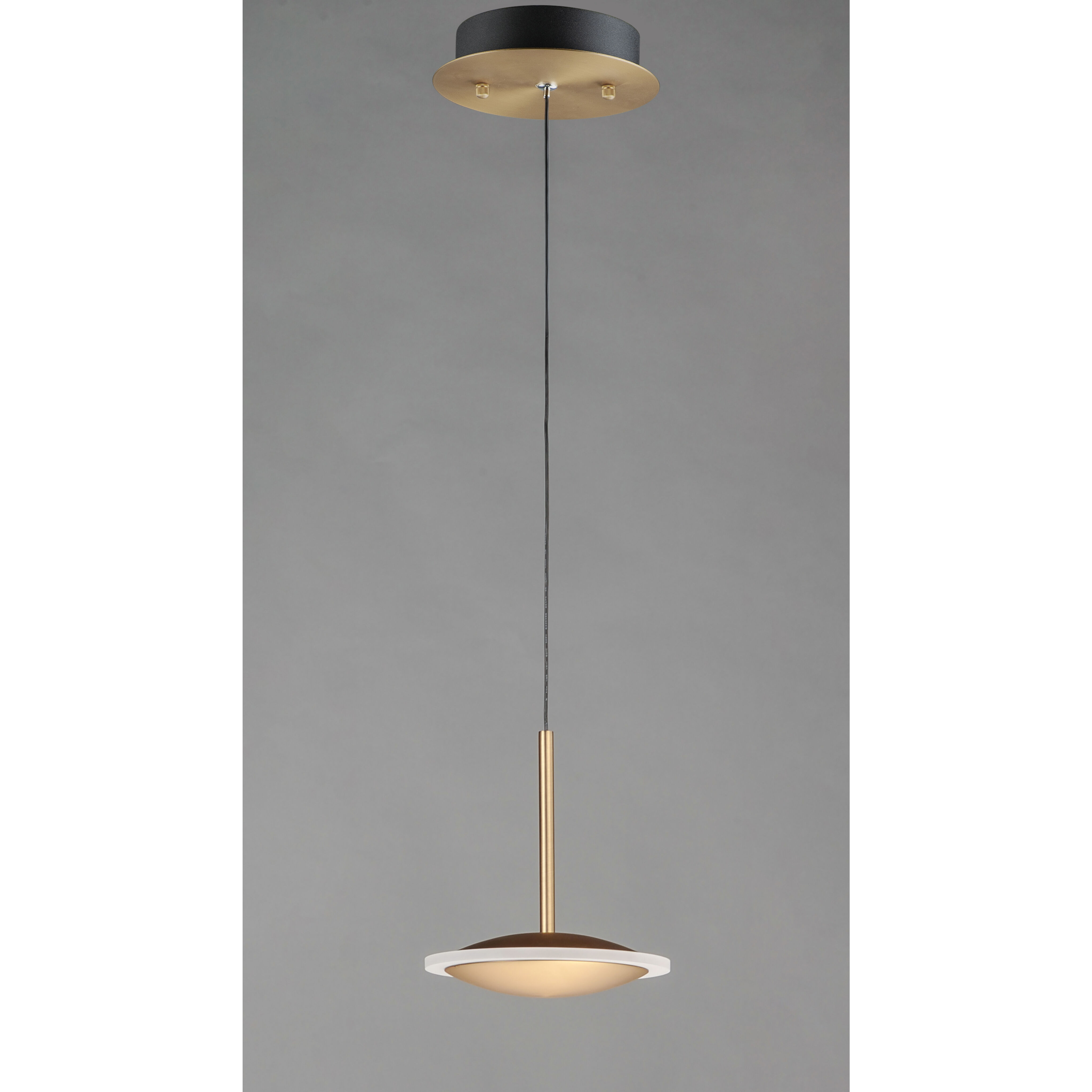 Saucer LED 7 inch Black and Gold Mini Pendant Ceiling Light