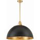 Soto 3 Light 23.5 inch Matte Black and Antique Gold Pendant Ceiling Light