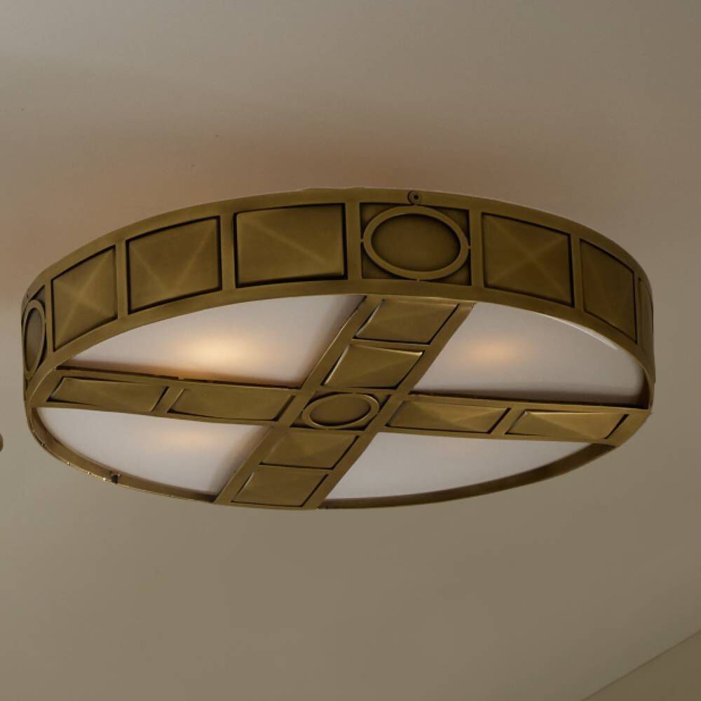 Empire 4 Light 14.5 inch Antique Brass Flush Mount Ceiling Light