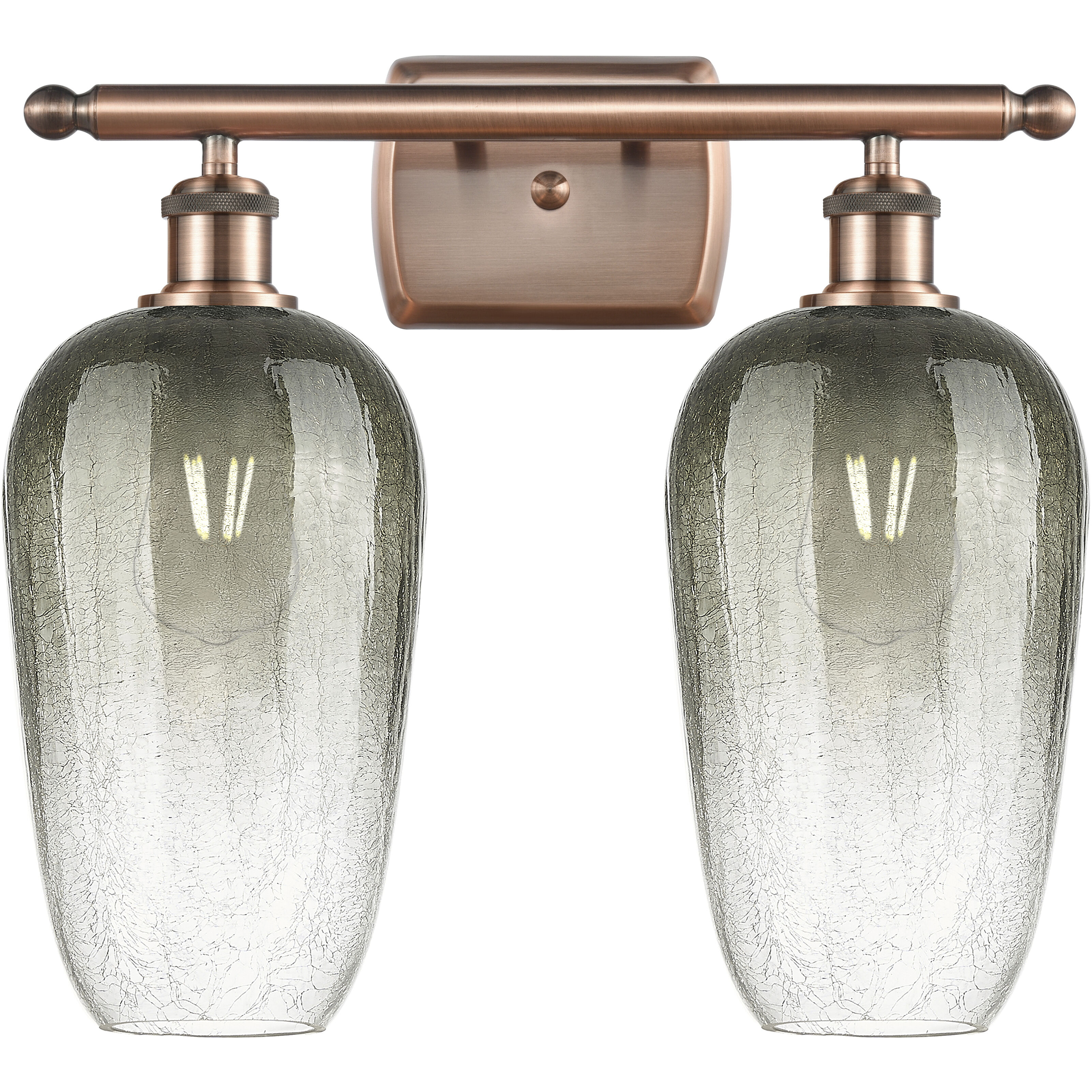 Ballston Brookhaven Flute 2 Light 17 inch Antique Copper Bath Vanity Light Wall Light in Slate Glass