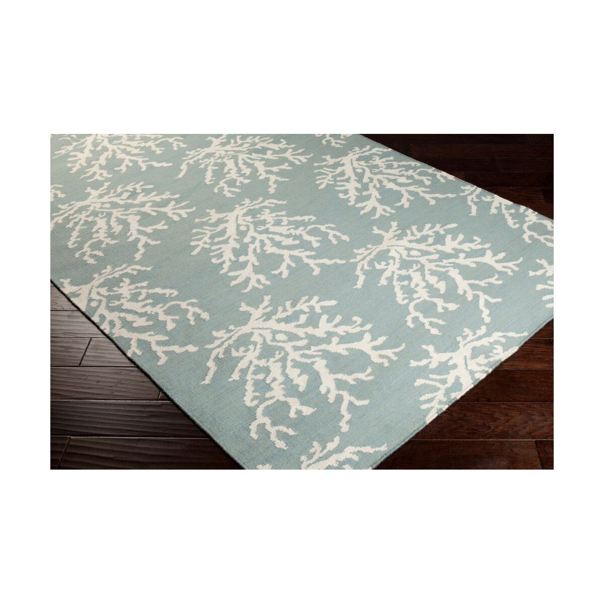 Boardwalk 96 X 60 inch Aqua/Ivory Rugs, Wool