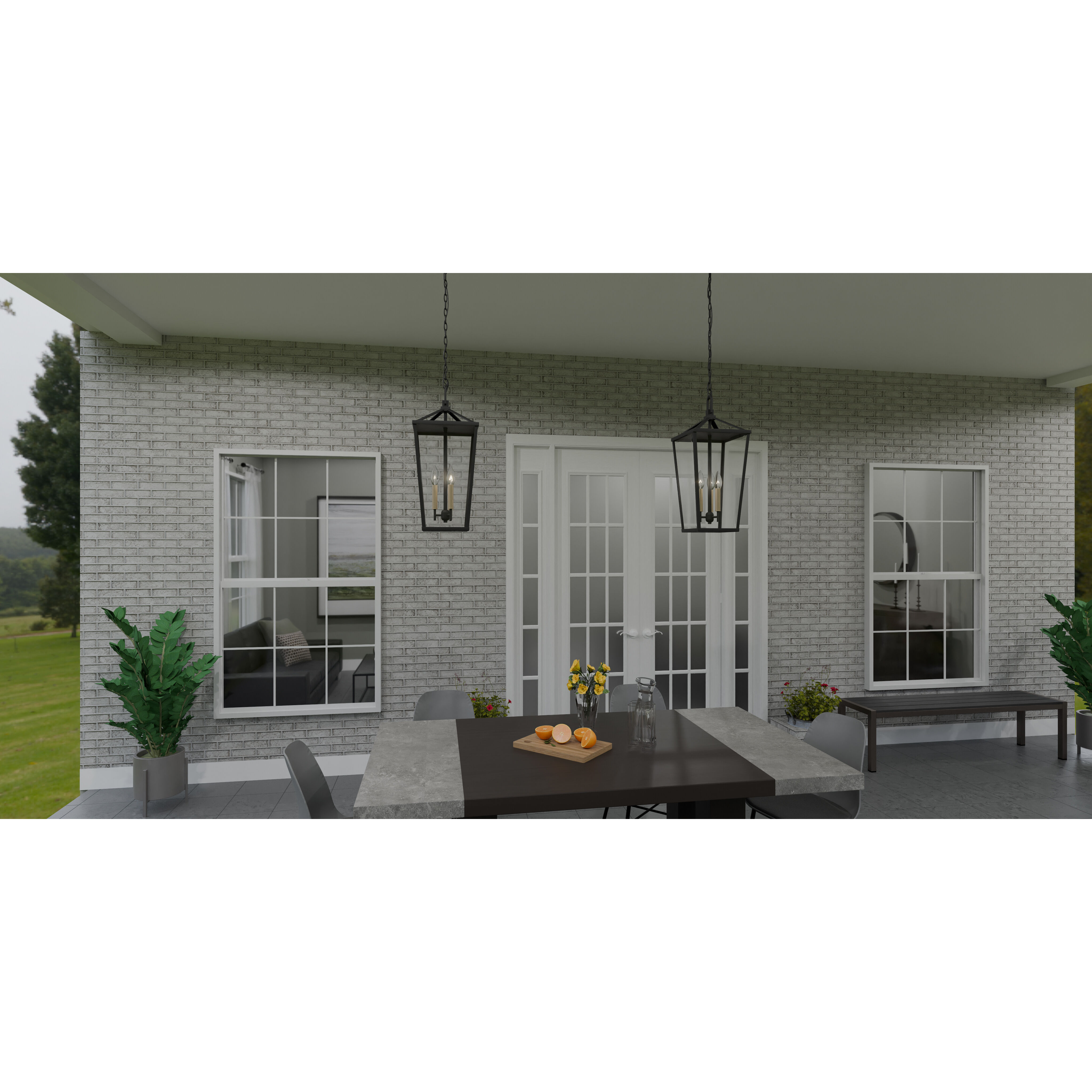 Hull 3 Light 9.5 inch Matte Black Outdoor Lantern, Large