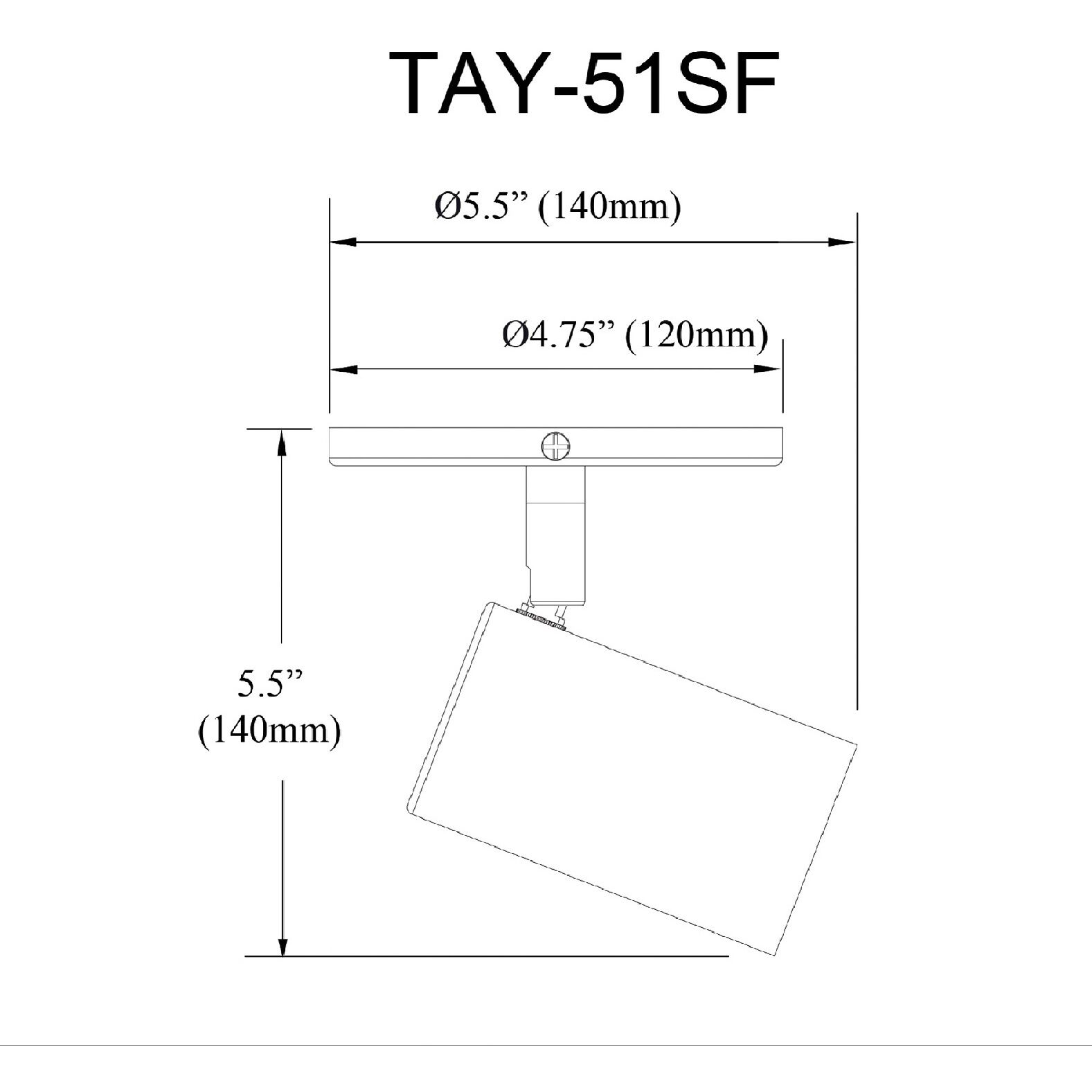 Taylor 1 Light 120 Matte Black Track Light Ceiling Light, Fixed Arm