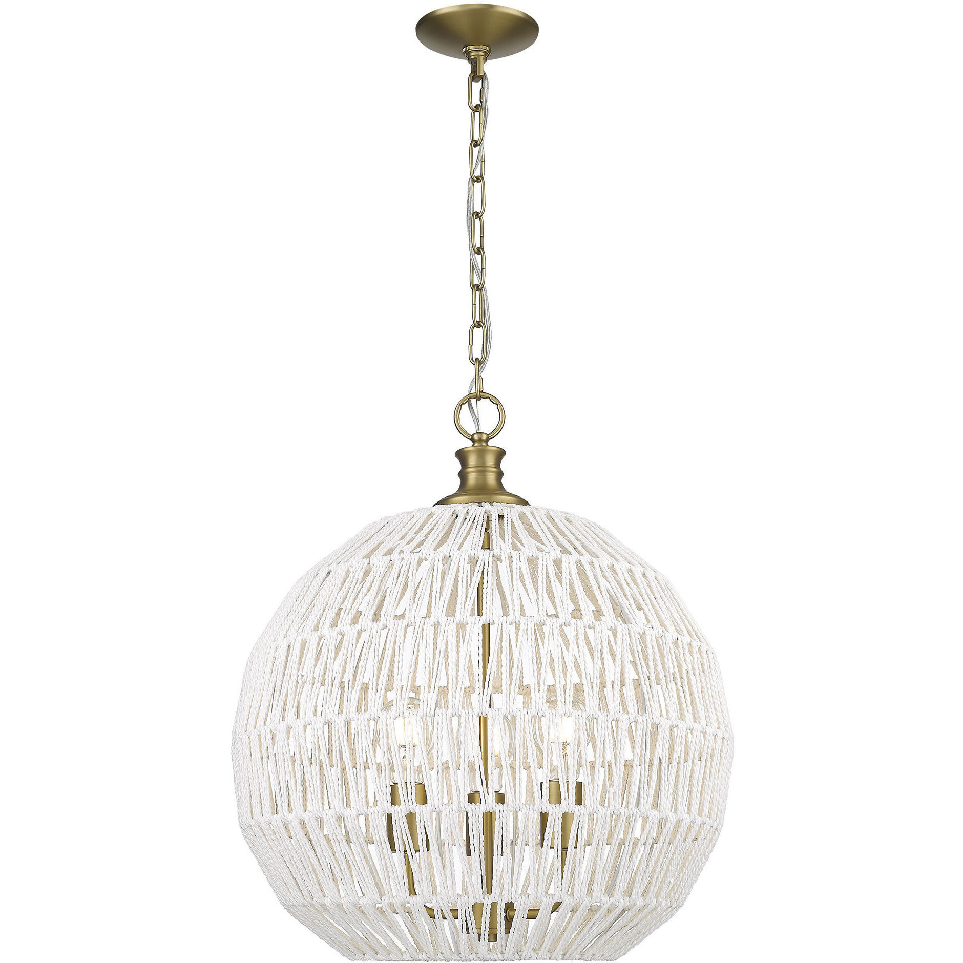 Florence 3 Light 18.5 inch Brushed Champagne Brass Pendant Ceiling Light