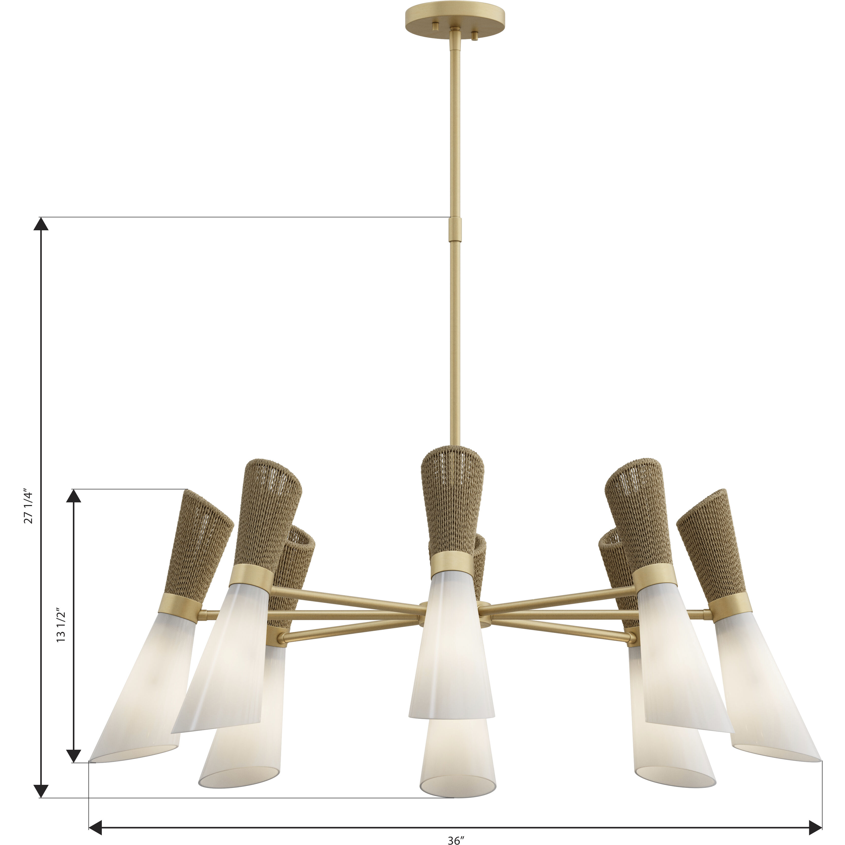 Vantrel 8 Light 36 inch Legacy Brass Chandelier Ceiling Light