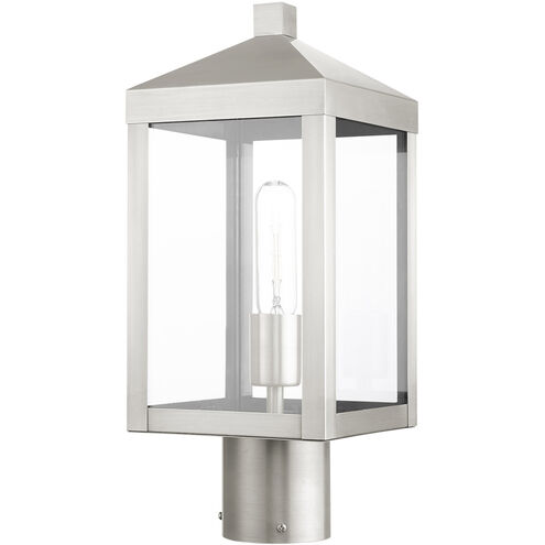 Nyack 1 Light 15 inch Brushed Nickel Outdoor Post Top Lantern