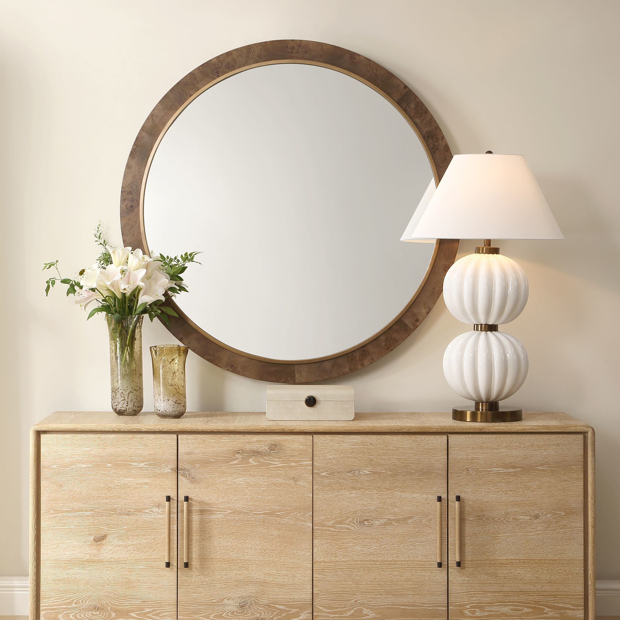 Cleveland 52.13 X 52.13 inch Natural and Antique Gold Mirror