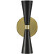 Milo Wall Sconce Wall Light in Black and Vintage Brass