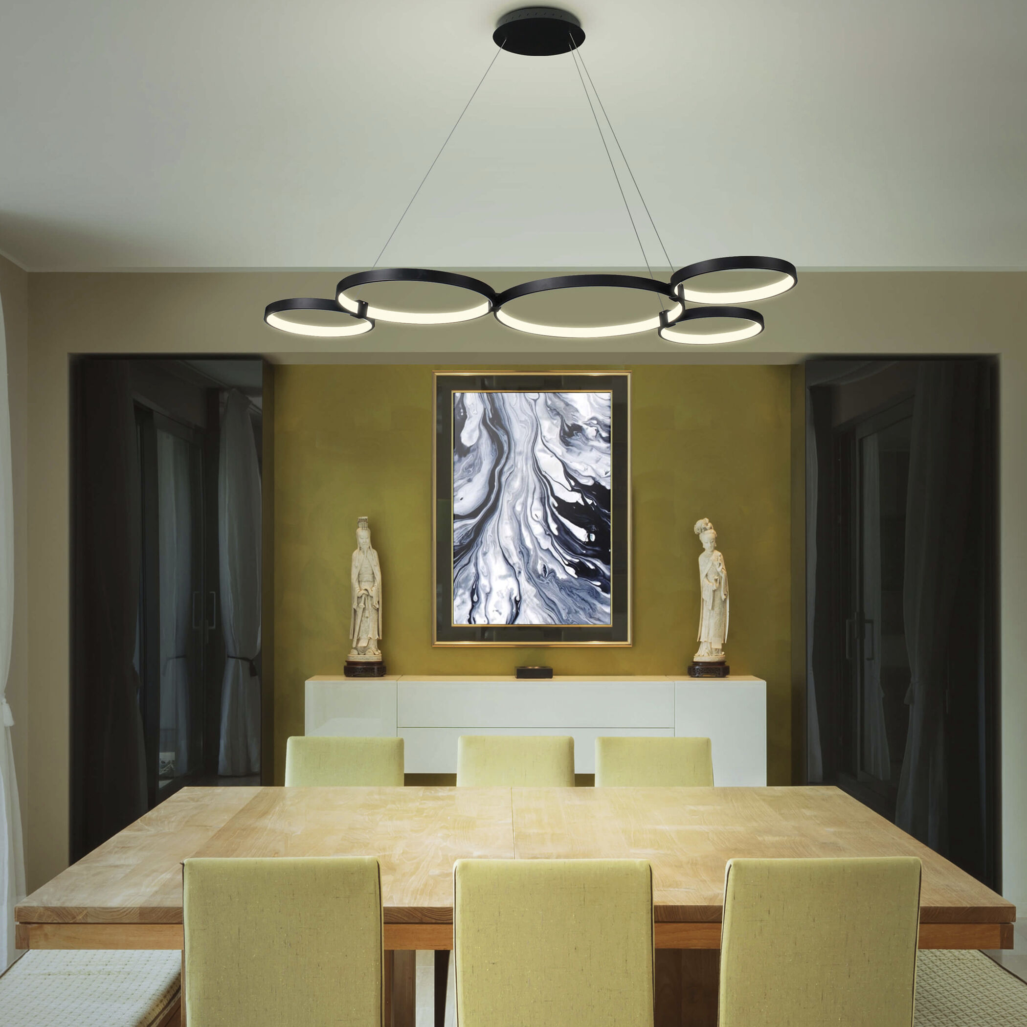 Capella 31.5 inch Black Chandelier Ceiling Light