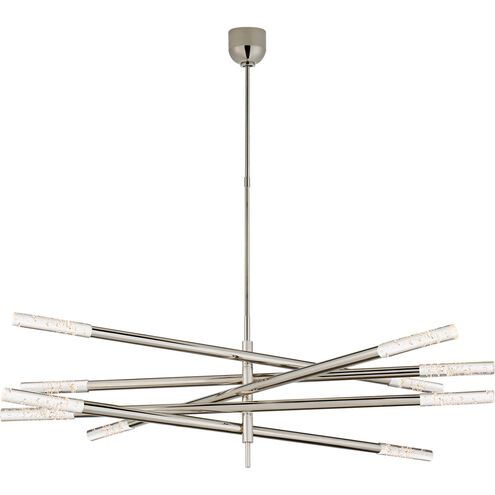 Kelly Wearstler Rousseau LED 50 inch Polished Nickel Articulating Chandelier Ceiling Light in Seeded Glass, Grande