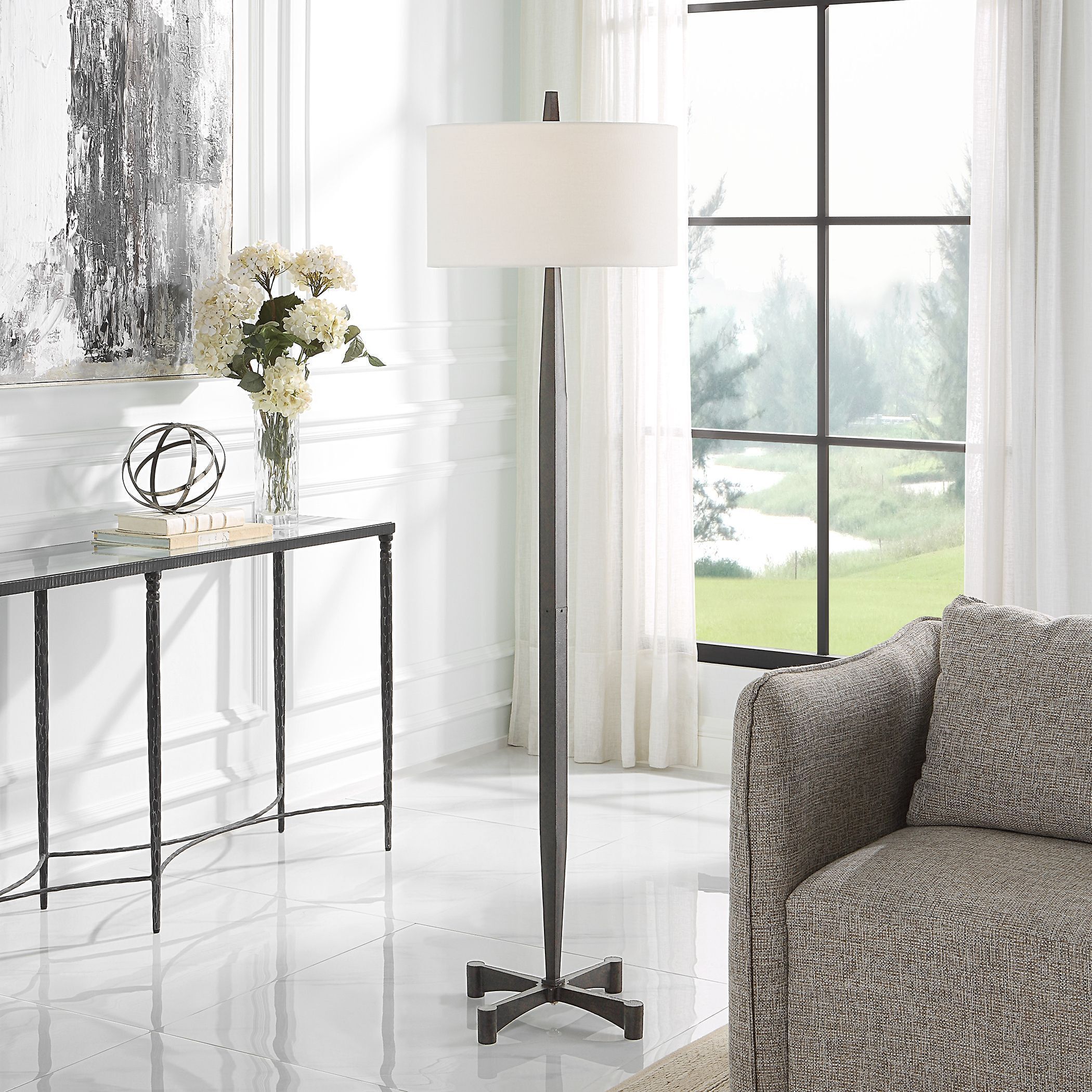 Black farmhouse store floor lamp