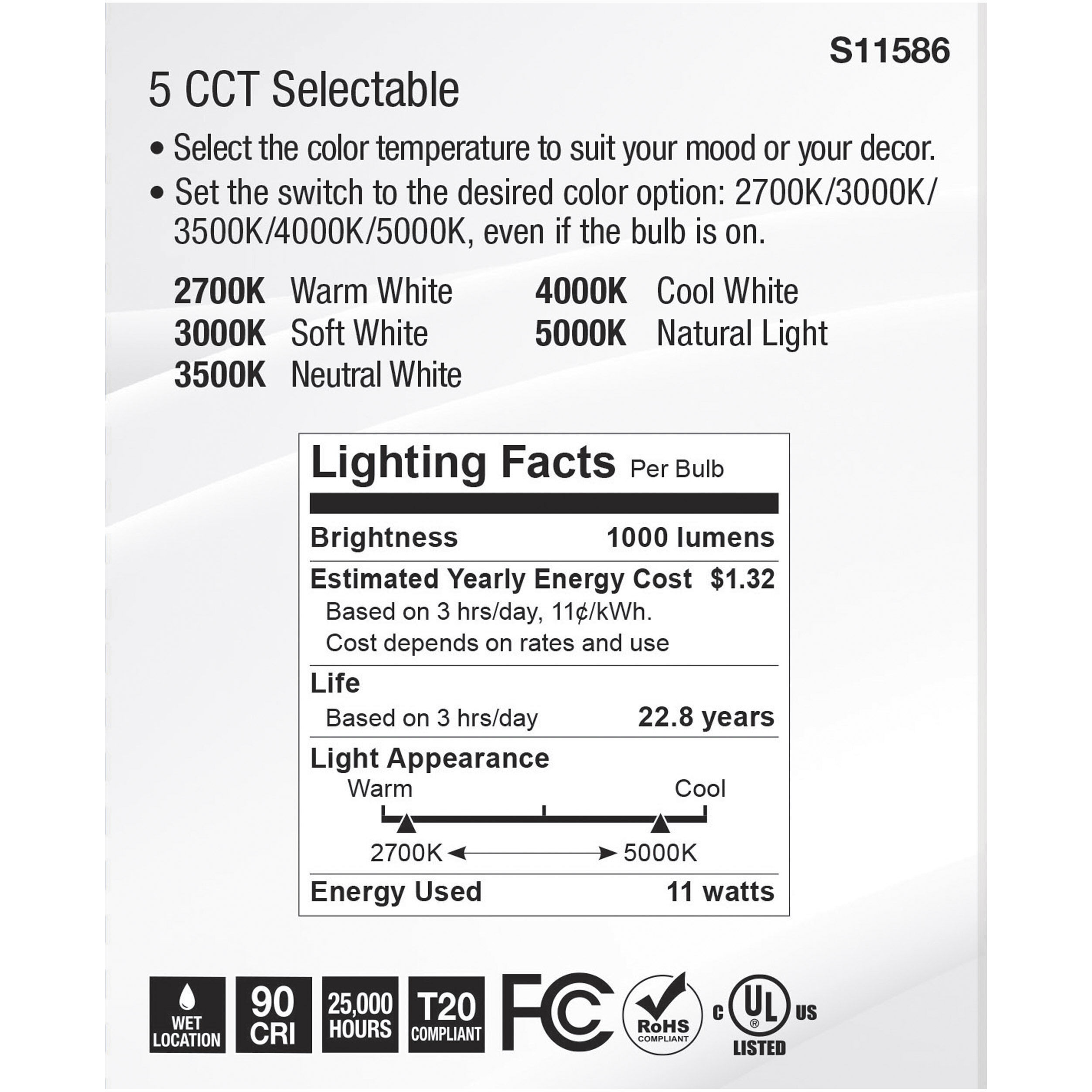 Lumos LED Medium PAR30LN 11 watt 2700K/3000K/3500K/4000K/5000K Light Bulb