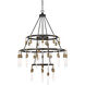 Campbell 35 Light 42.38 inch Vintage Black with Warm Brass Chandelier Ceiling Light