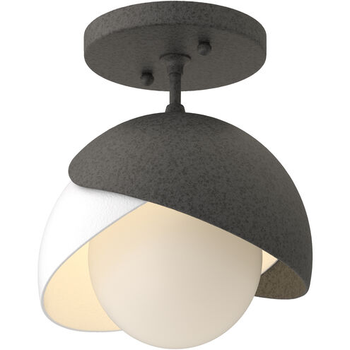 Brooklyn 1 Light 6 inch Natural Iron and White Semi-Flush Ceiling Light in Natural Iron/White