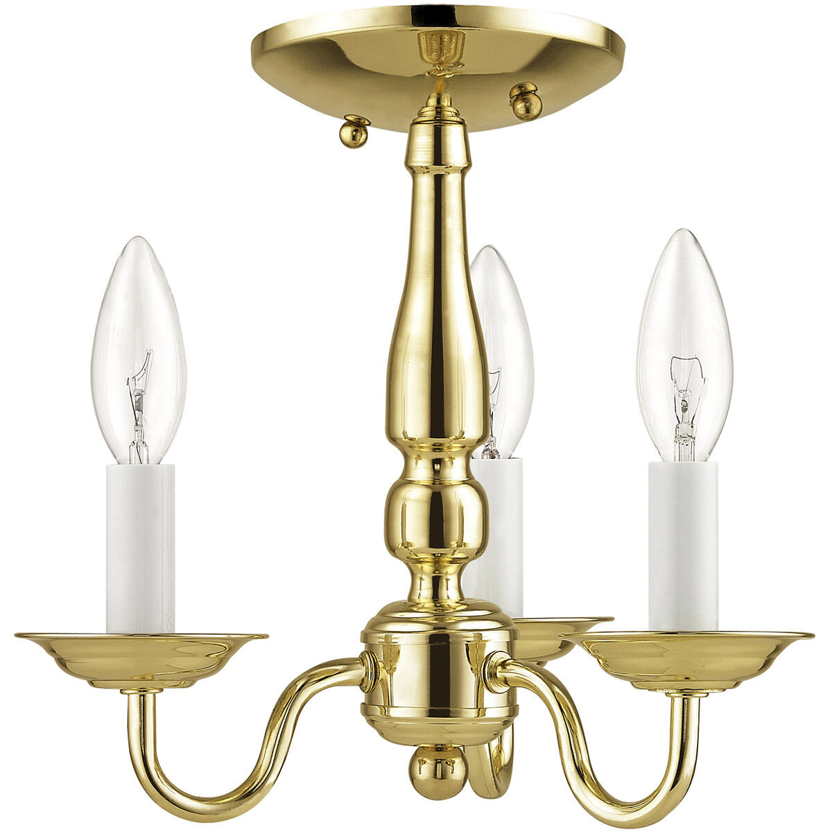 Williamsburgh 3 Light 11 inch Polished Brass Convertible Mini Chandelier/Ceiling Mount Ceiling Light