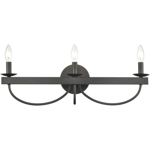 Williamson 3 Light 24 inch Black Vanity Light Wall Light