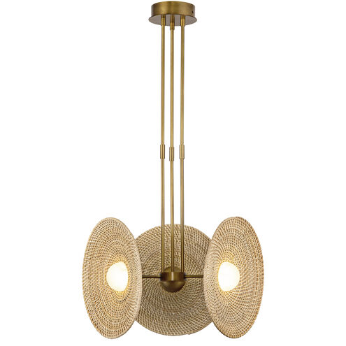 Harbour 18.25 inch Vintage Brass Pendant Ceiling Light in Woven