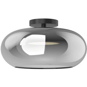 Trinity 14.25 inch Black and Chrome Semi Flush Mount Ceiling Light in Chrome Glass