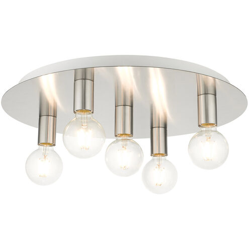Hillview 5 Light 20 inch Brushed Nickel Flush Mount Ceiling Light