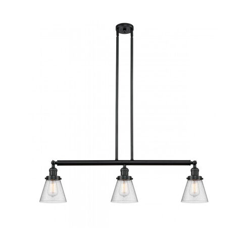Franklin Restoration Small Cone LED 39 inch Matte Black Island Light Ceiling Light in Seedy Glass, Franklin Restoration