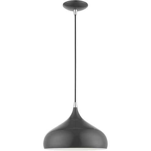 Amador 1 Light 12 inch Shiny Dark Gray with Polished Chrome Accents Pendant Ceiling Light