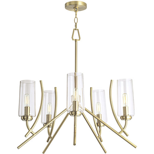 Tulip 5 Light 23.25 inch Satin Brass with Clear Chandelier Ceiling Light