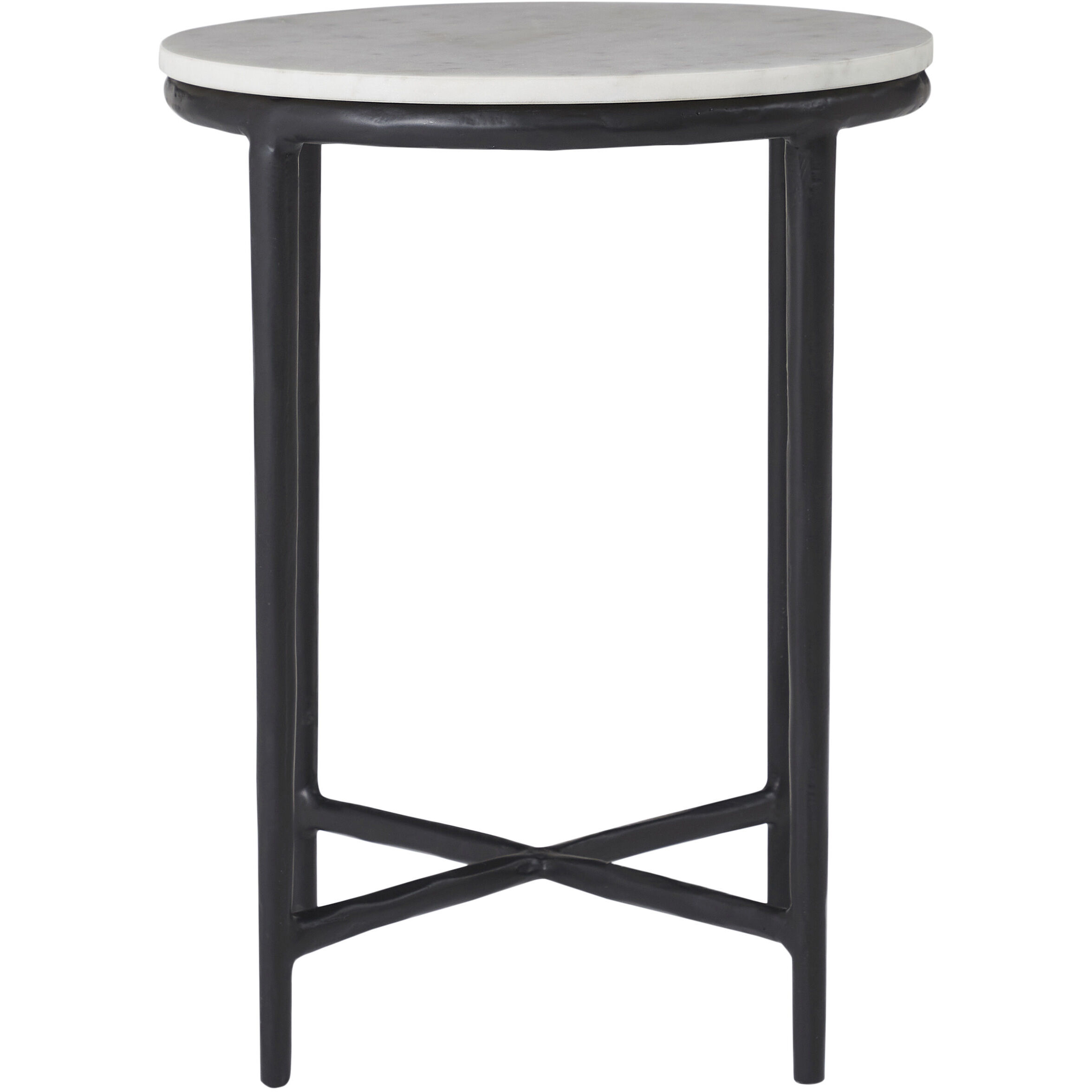 Veroia 19.68 X 14.96 inch Matte Black and White Side Table